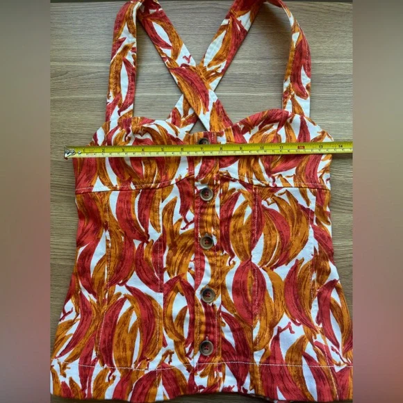 Maeve Shirt Womens Banana Print Cross Back Tank Cami Size 00 Boho Tropical - Picture 9 of 10
